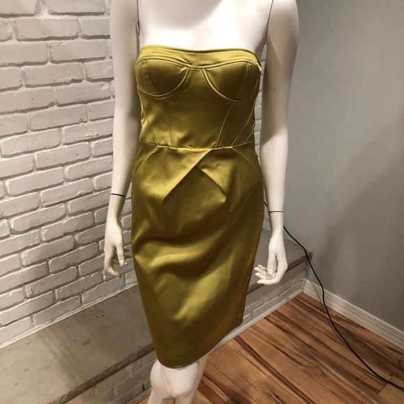 CHARTRUESE BUSTIER CORSET DRESS STRUCTURED BONED BUSTIER HIGH WAIST BELOW KNEE - Picture 4 of 15